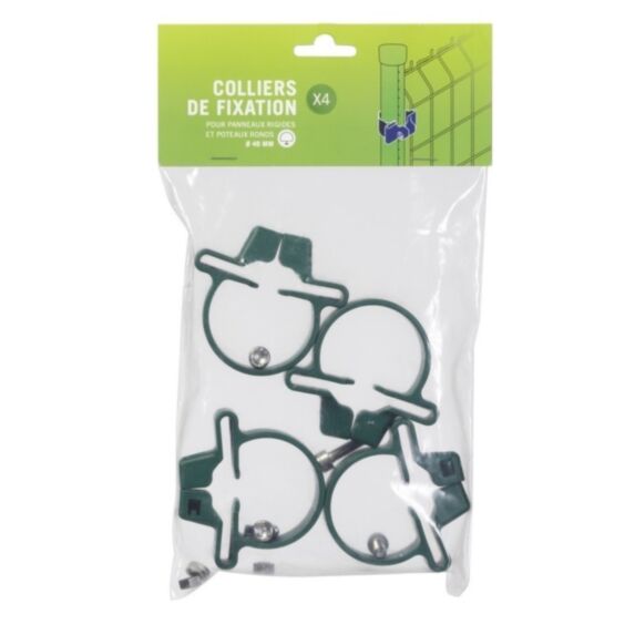 4 Colliers de Fixation Poteau Univers Ø48mm Gris 7016 - DIRICKX