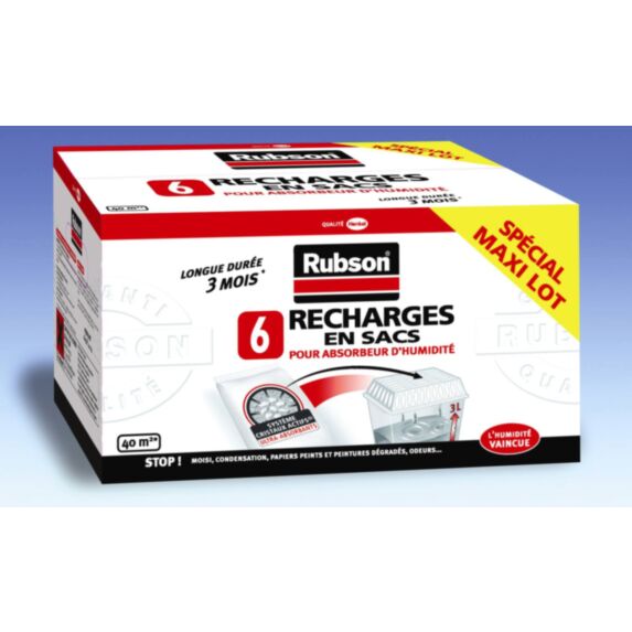 6 recharges en sac pour absorbeur d'humidité Classic - RUBSON