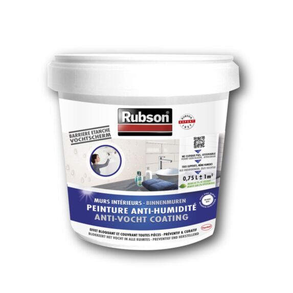 RUBSON Murs intérieurs Peinture Anti-Humidité Blanc Seau 0.75l