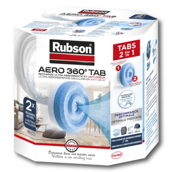 2 recharges Ultra-Absorbante d'humidité Aero 360° - RUBSON
