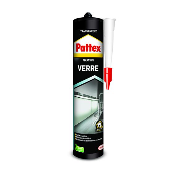 Colle Fixation Verre , mastic de fixation pour éléments transparents, colle et jointe 300g - PATTEX