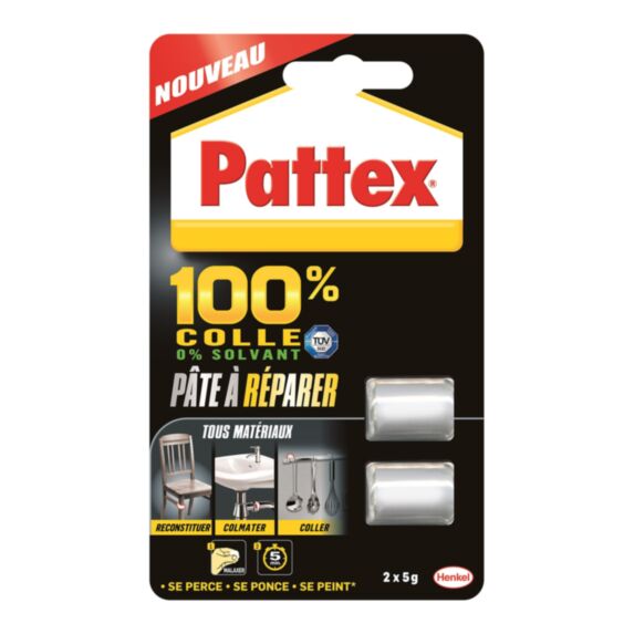 Pâte à Réparer 100% Colle 2x5gr Blanc - PATTEX