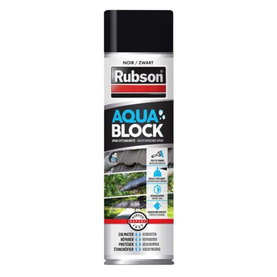 Revêtement d'étanchéité Aquablock spray 300 mL noir - RUBSON
