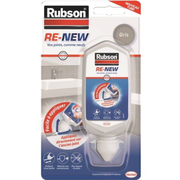 Mastic sanitaire Re-New étanche & anti-moisissures gris 80ml - RUBSON