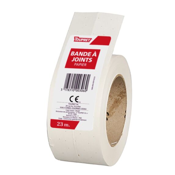 Bandes à Joints Papier Blanc 5cmx23m - TOUPRET