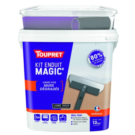 Kit Enduit à lisser Magic'Murs Dégradés 12kg - TOUPRET