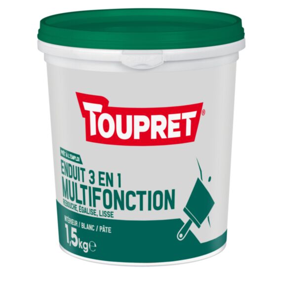 Enduit multifonction 1,5kg Rebouche, égalise et lisse. 