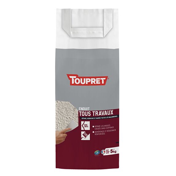 Enduit Tous travaux poudre 5 kg blanc - TOUPRET
