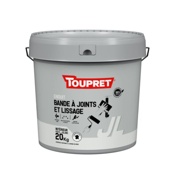 Enduit bande à joints et lissage intérieur blanc 20kg - TOUPRET