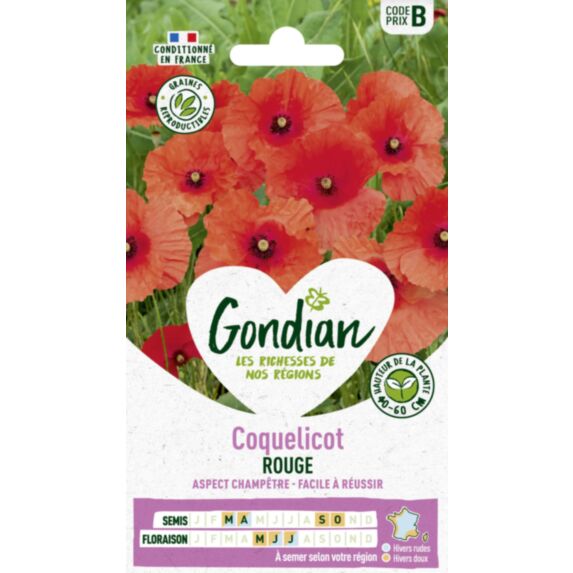 Pavot Coquelicot Simple Rouge - GONDIAN