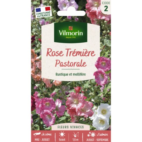 Graines Rose Trémière Pastorale - VILMORIN