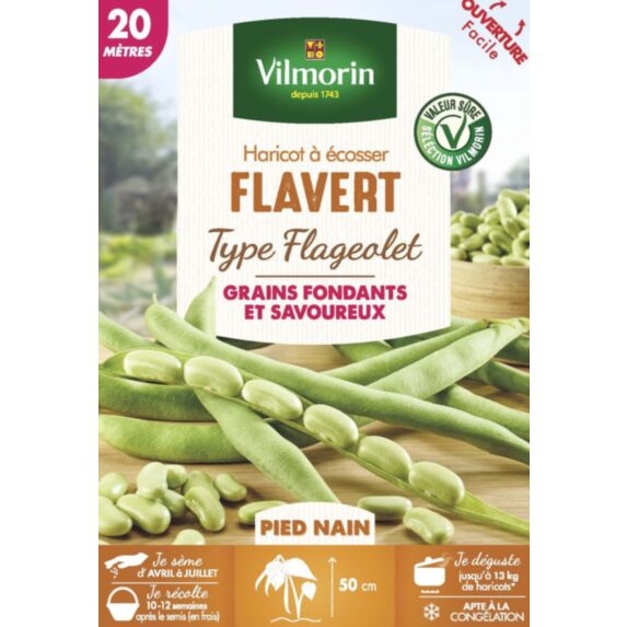 Graines Haricot Nain à Ecosser Flavert 20m - VILMORIN