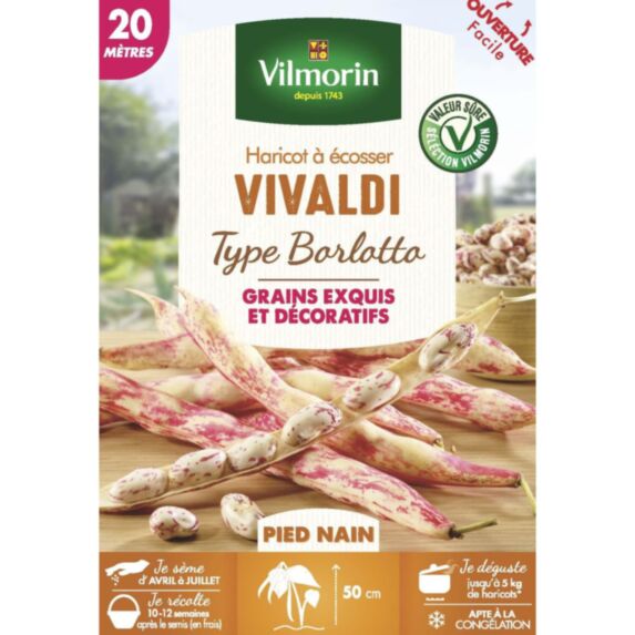 Graines Haricot Nain à Ecosser Vivaldi 20m - VILMORIN