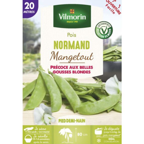 Graines Pois Mangetout Normand 20m - VILMORIN