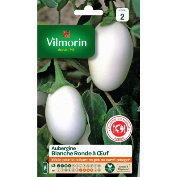 Graines Aubergine Blanche Ronde à Œuf - VILMORIN