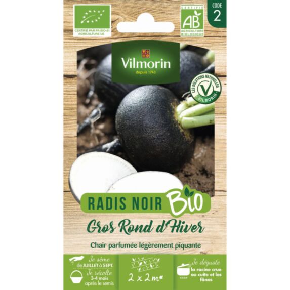 Graines Radis Noir Gros Rond d'Hiver Bio - VILMORIN