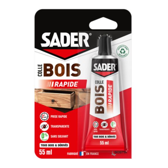 Colle à bois Prise Rapide Tube sous blister 55ml - SADER