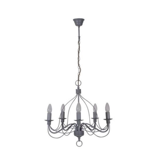 Lustre 5L en métal D52 SYMPHONIE gris HT50cm
