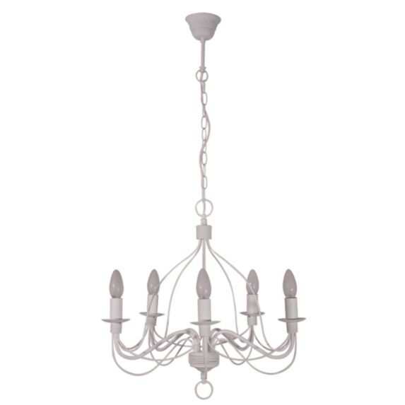 Lustre 5L en métal D52 SYMPHONIE blanc HT50cm