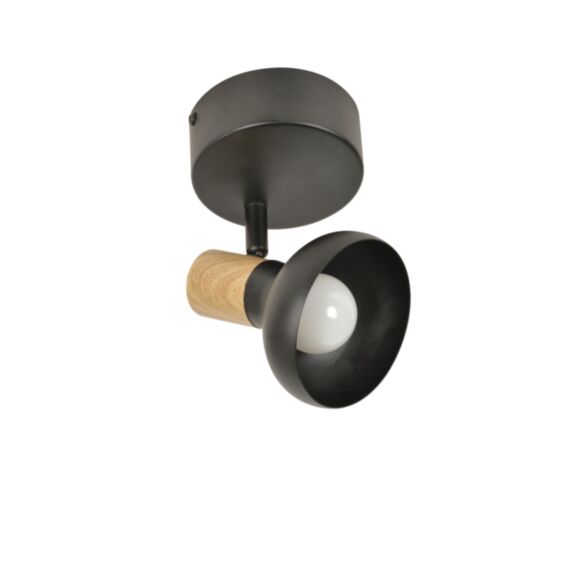 Spot 1 lumière métal effet bois Alvar noir - COREP