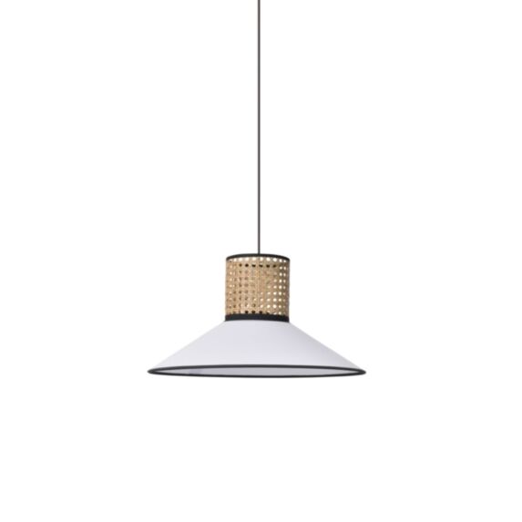 Suspension Pennsy Coton Blanc/Cannage Ø44cm E27 - COREP