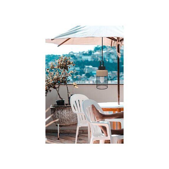 Lampe métal noir/naturel ivoa d17cm