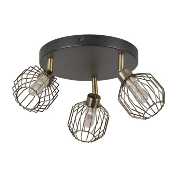 Plafonnier verre noir mat/laiton orin 3 lampes - COREP