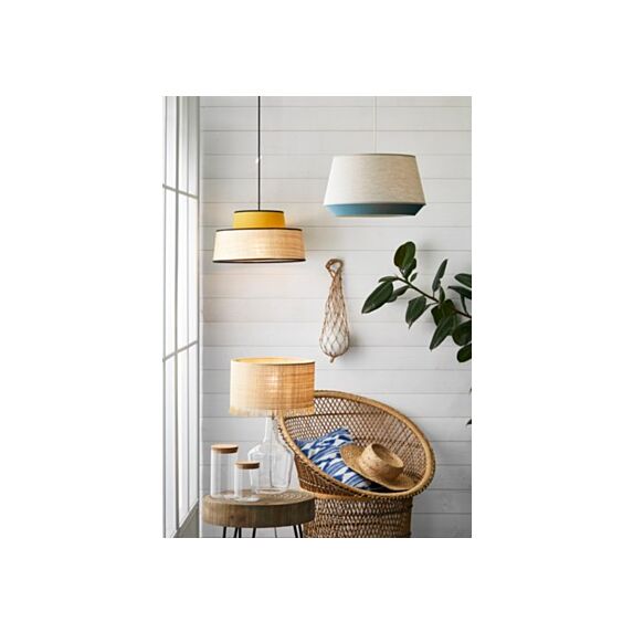 Lampe verre et raphia ibiza h48cm