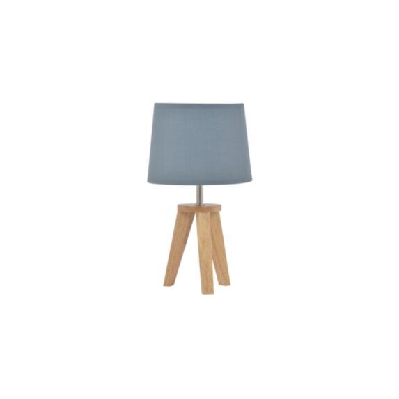 Lampe trépied bois coton Yoga Ø19x34cm Pétrole - COREP