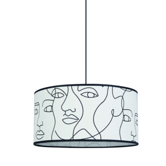 Suspension Visage coton Ø38xH19cm E27