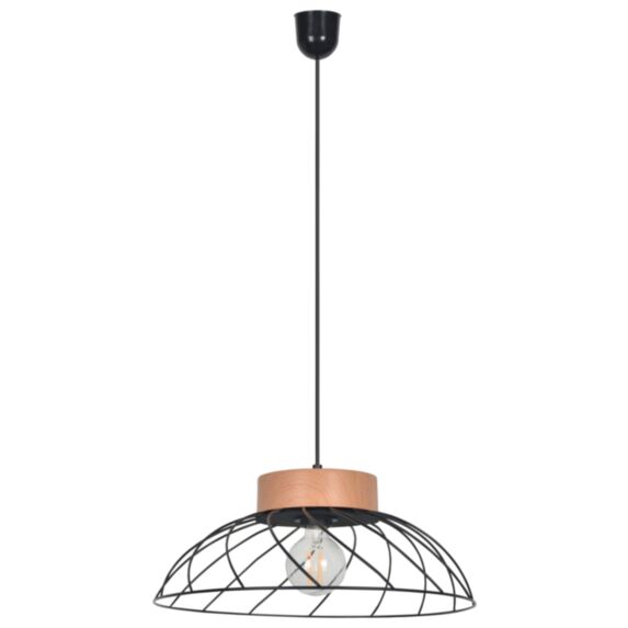 Suspension conique Kento métal filaire noir/naturel D78cm H14,5cm - COREP