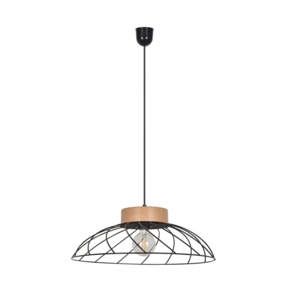 Suspension conique Kento Métal filaire Noir/Naturel Ø48cm - COREP