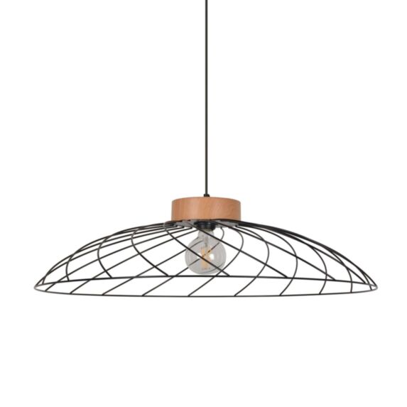 Suspension Kento dôme spirale métal/effet bois Ø78xH.14,50cm  noir - COREP