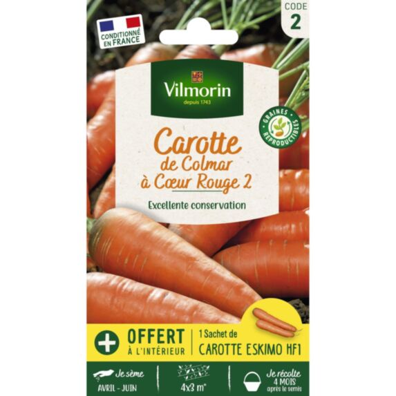 Graines Carotte de Colmar à Cœur Rouge 2 - VILMORIN