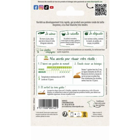 Graines Chou Rave Blanc Hâtif de Vienne - VILMORIN