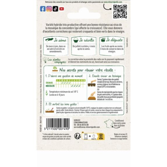Graines Cornichon Parigyno HF1 - VILMORIN