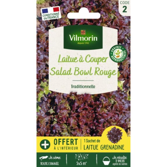 Graines Laitue à Couper Red Salad Bowl - VILMORIN