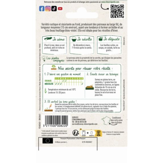 Graines Poireau Bleu de Solaise - VILMORIN