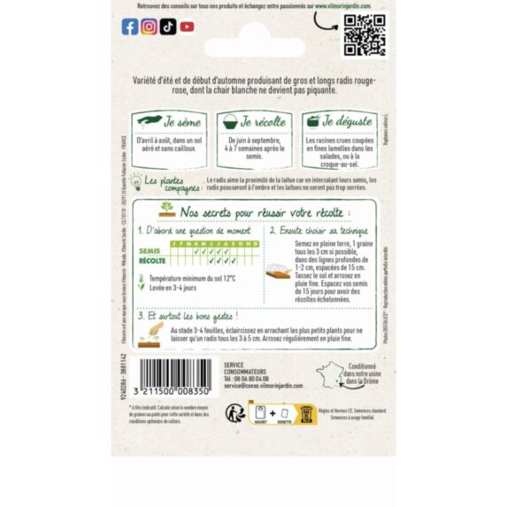 Graines Radis Rond Ecarlate Géant de Würzbourg - VILMORIN
