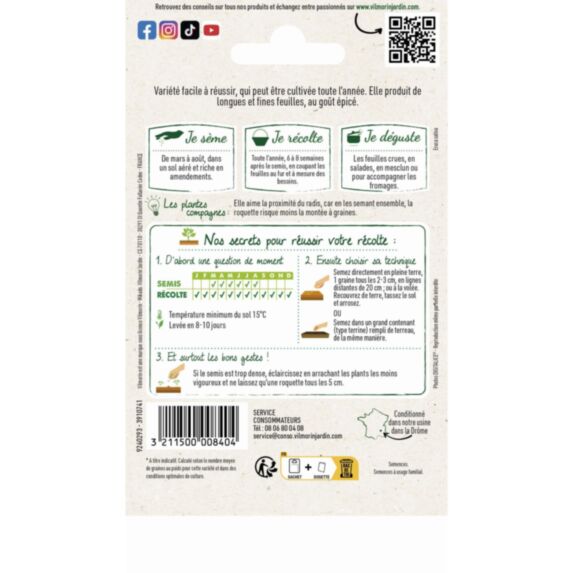 Graines Roquette Cultivée - VILMORIN