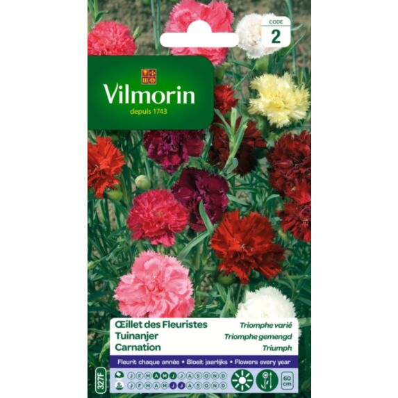 Graines Œillet des Fleuristes Triomphe Varié - VILMORIN
