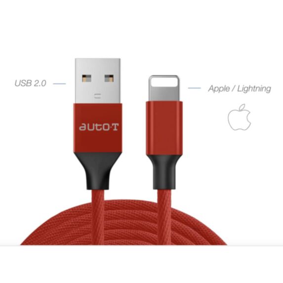 Câble USB 2.0 Lightning rouge - AUTO T