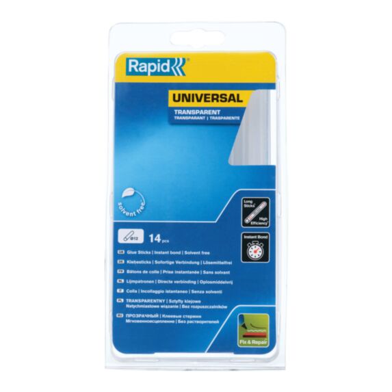 14 bâtons de colle transparente 190 mm - RAPID