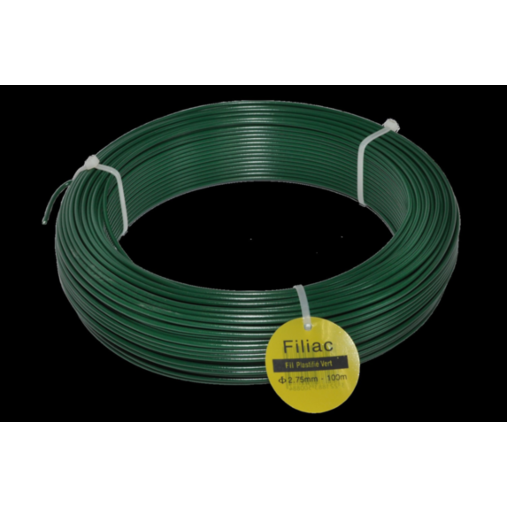 Fil de tension plastifié vert en 100m - diam: 2.75 mm - FILIAC