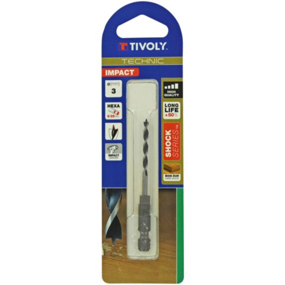 Foret bois 3 pointes hexagonale Ø3 mm- TIVOLY