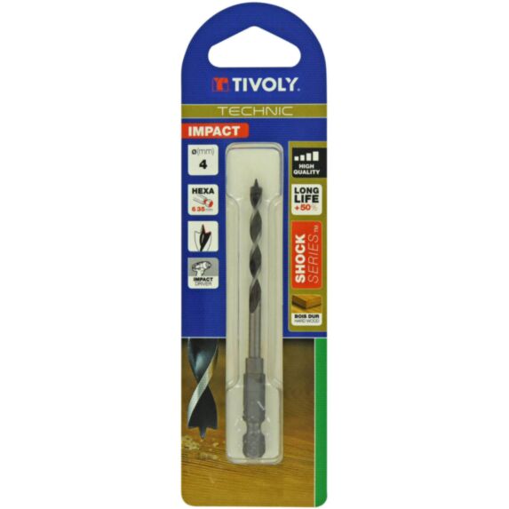 Foret bois 3 pointes hexagonale Ø4 mm - TIVOLY