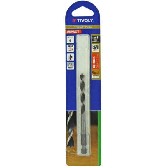 Foret bois 3 pointes hexagonale Ø6 mm - TIVOLY