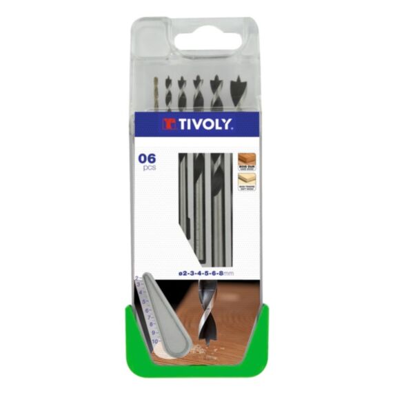 Coffret 6 forets de mèches bois 3 pointes TIVOLY