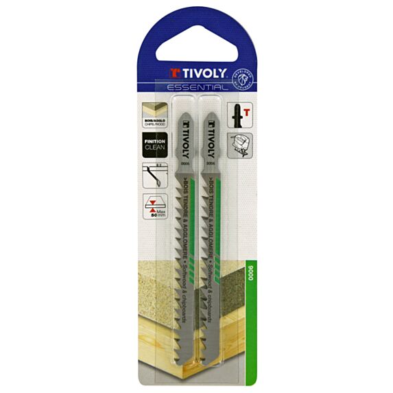 2 lames scie sauteuse T bois tendre/aggloméré EP5-50 - TIVOLY