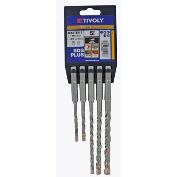 Lot de 5 forets béton SDS 4 taillants - TIVOLY